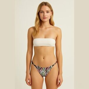 Milly Cabana Abstract Neon Bikini Swim Bottoms with Bamboo Charm Women’s Large